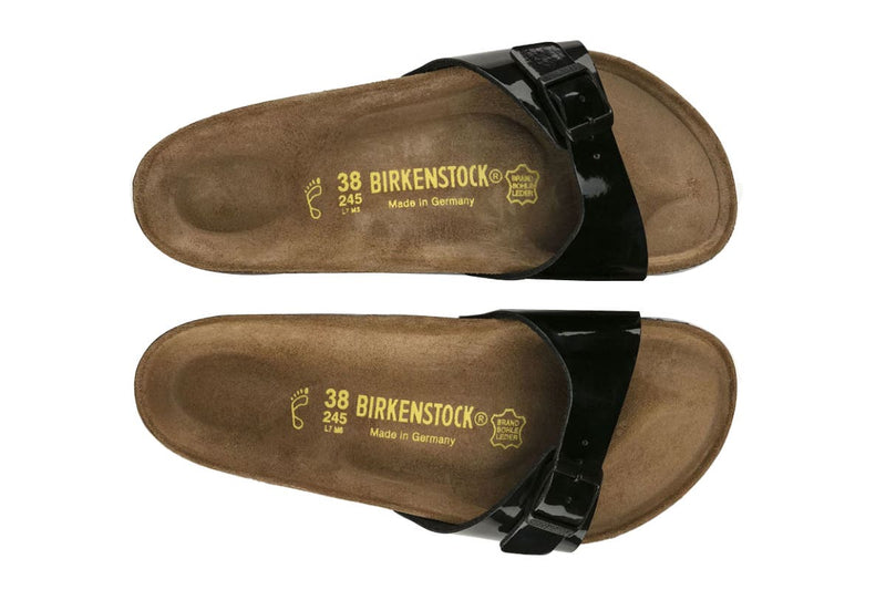 Birkenstock Unisex Madrid Birko-Flor Narrow-Fit Sandal (Black Patent)