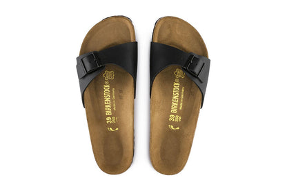 Birkenstock Unisex Madrid Birko-Flor Narrow-Fit Sandal (Black)