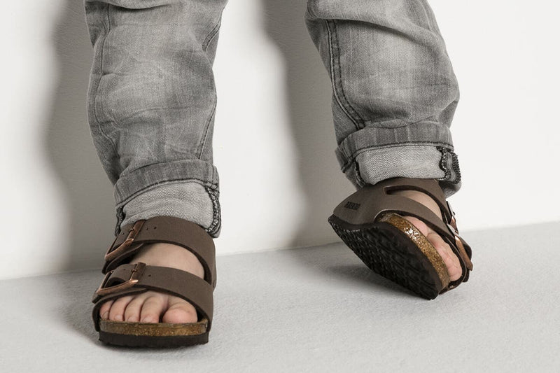 Birkenstock Kids Arizona Birkibuc Narrow-Fit Sandal (Mocha)