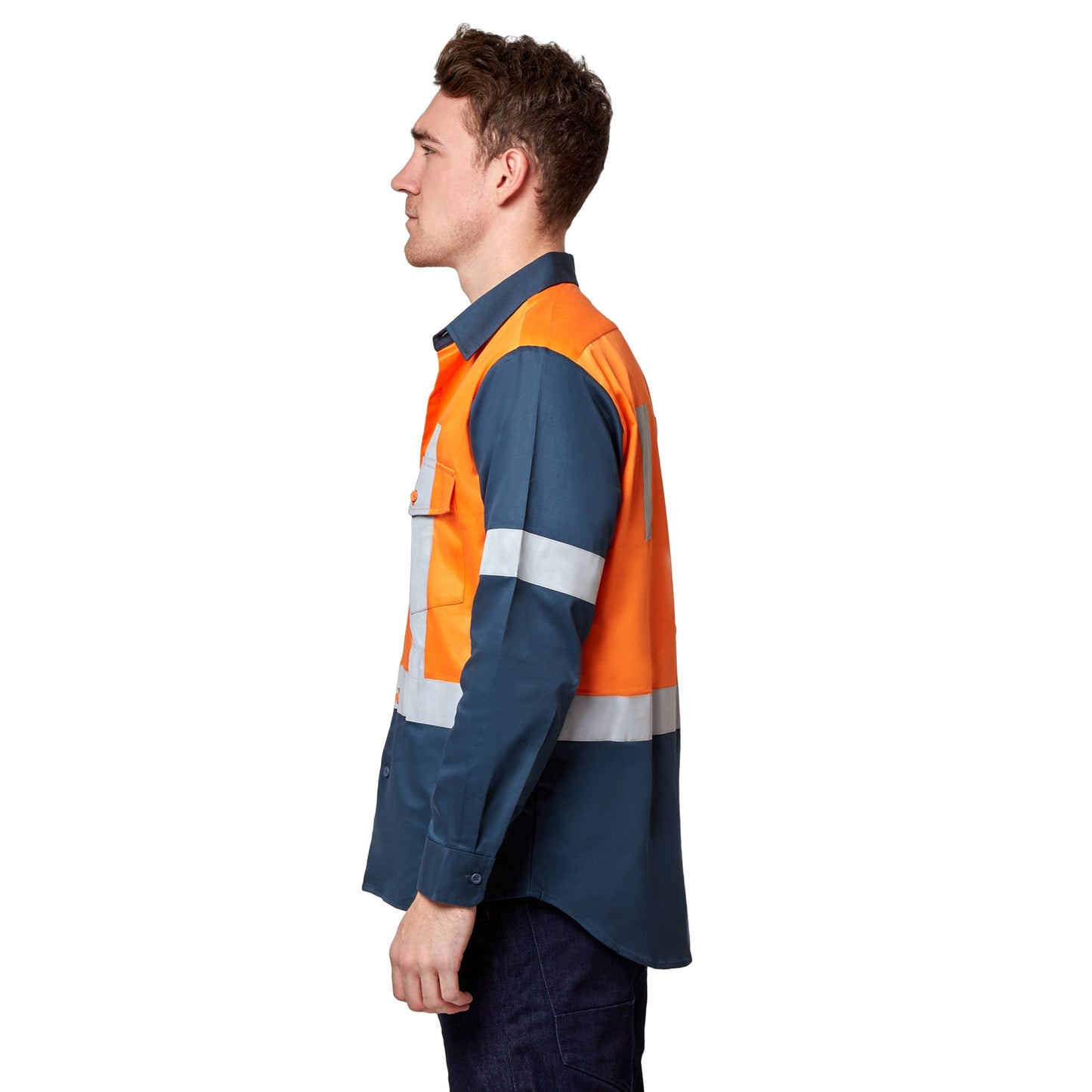 Stubbies Long Sleeve Spliced Drill Shirt - Orange Workwear Stubbies 
