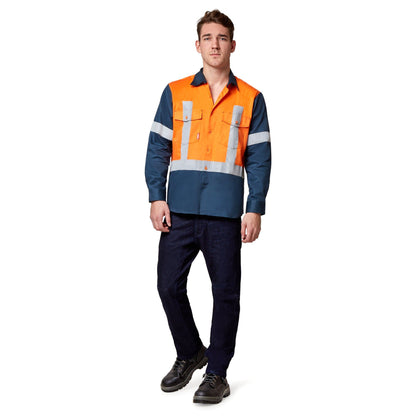 Stubbies Long Sleeve Spliced Drill Shirt - Orange Workwear Stubbies 