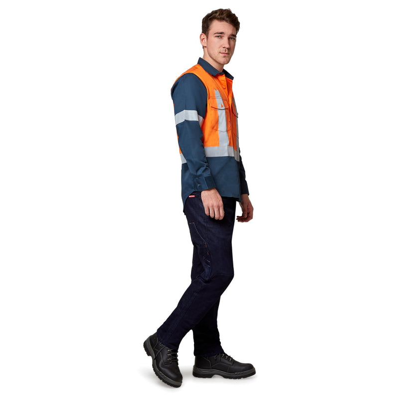 Stubbies Long Sleeve Spliced Drill Shirt - Orange Workwear Stubbies 