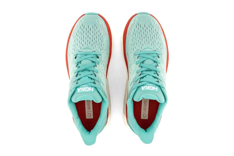 Hoka Women's Clifton 8 Running Shoes (Aquarelle/Eggshell Blue)