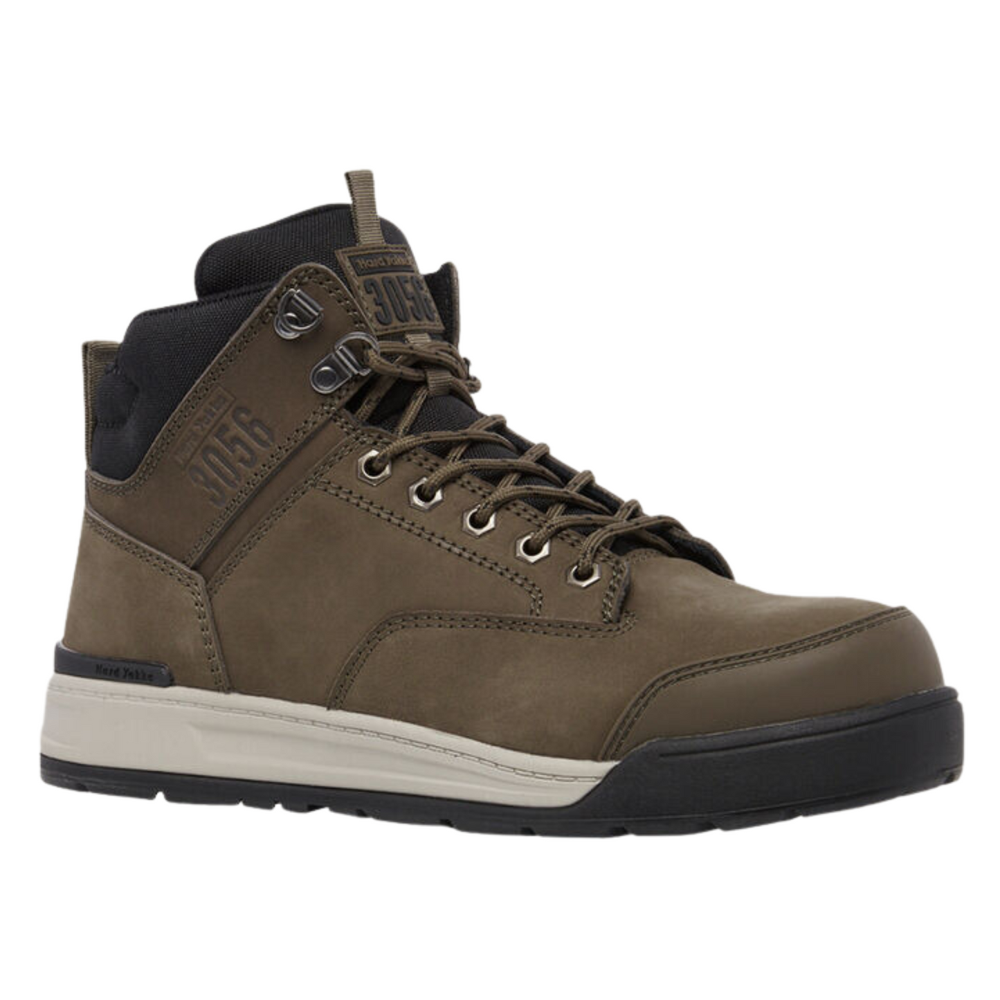 Hard Yakka Men's 3056 Lace Up & Side Zip Steel Toe Safety Boot - Cedar