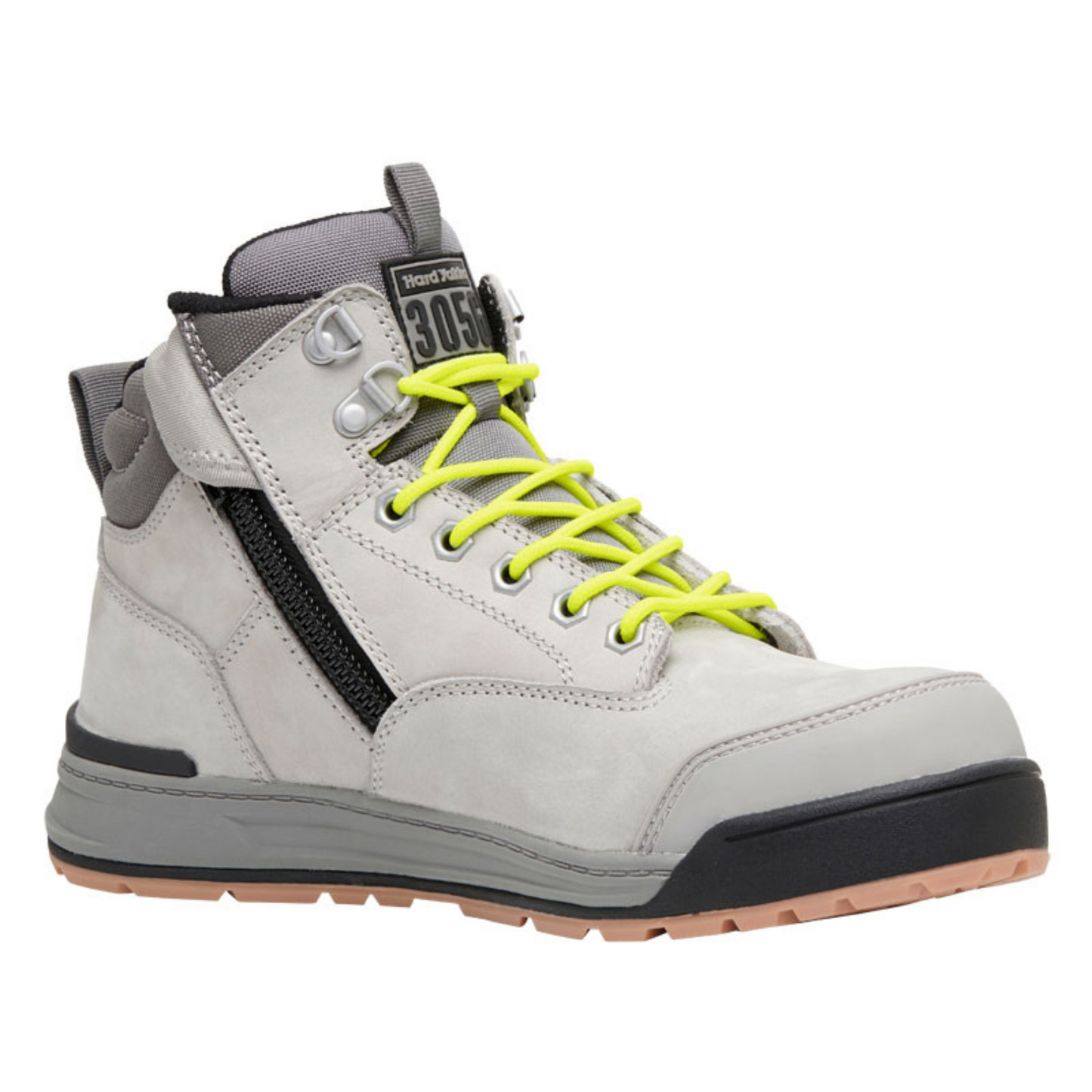 Hard Yakka Men's 3056 Lace Up & Side Zip Steel Toe Safety Boot - Grey