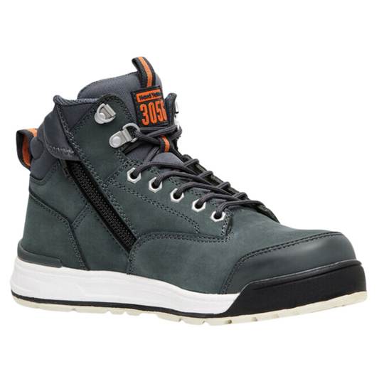 Hard Yakka Men's 3056 Lace Up & Side Zip Steel Toe Safety Boot - Navy
