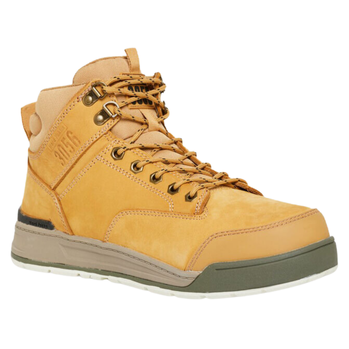 Hard Yakka Men's 3056 Lace Up & Side Zip Steel Toe Safety Boot - Wheat