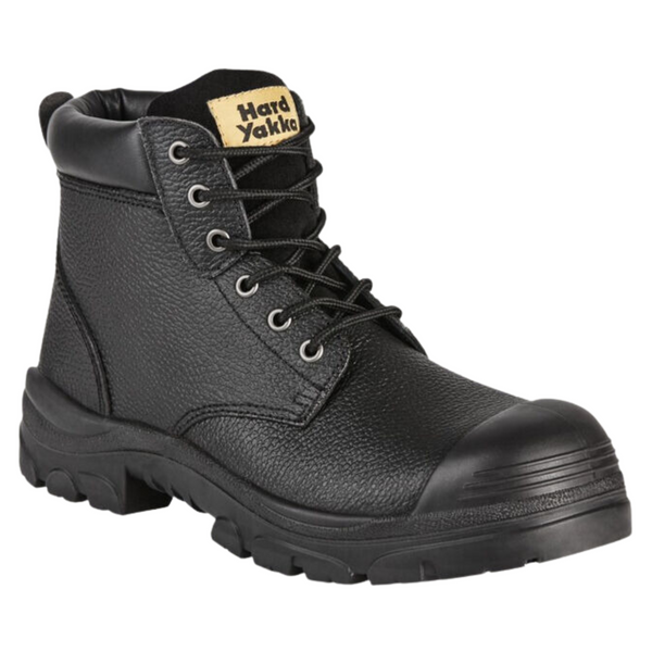 Hard Yakka Gravel Emboss Lace Up Steel Toe Safety Boot - Black-MENS