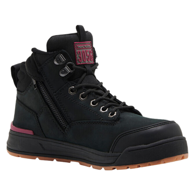 Hard Yakka Women's 3056 Lace Up & Side Zip Safety Boot - Black