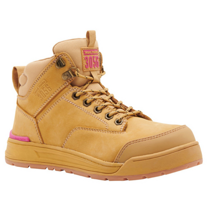 Hard Yakka Women's 3056 Lace Up & Side Zip Safety Boot - Wheat