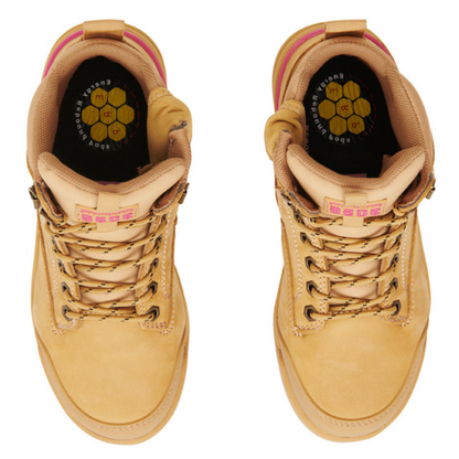 Hard Yakka Women's 3056 Lace Up & Side Zip Safety Boot - Wheat