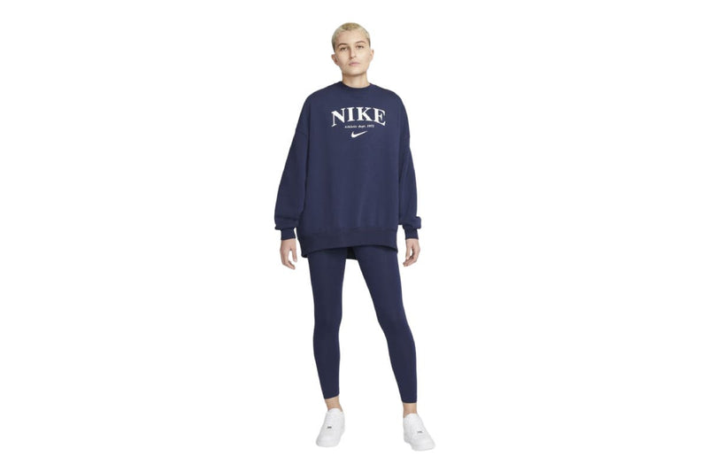Nike Women's Sportswear Essential Oversized Fleece Sweatshirt (Midnight Navy/White)