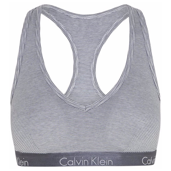 Calvin Klein Women's Motive Cotton Lightly Lined Bralette - Feeder Stripe/Scorched Denim