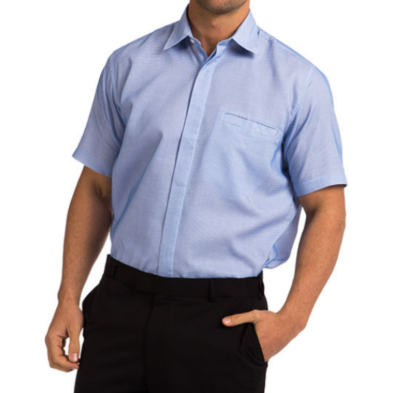 StyleCorp Men's Textured Short Sleeve Shirt - Blue/White Check