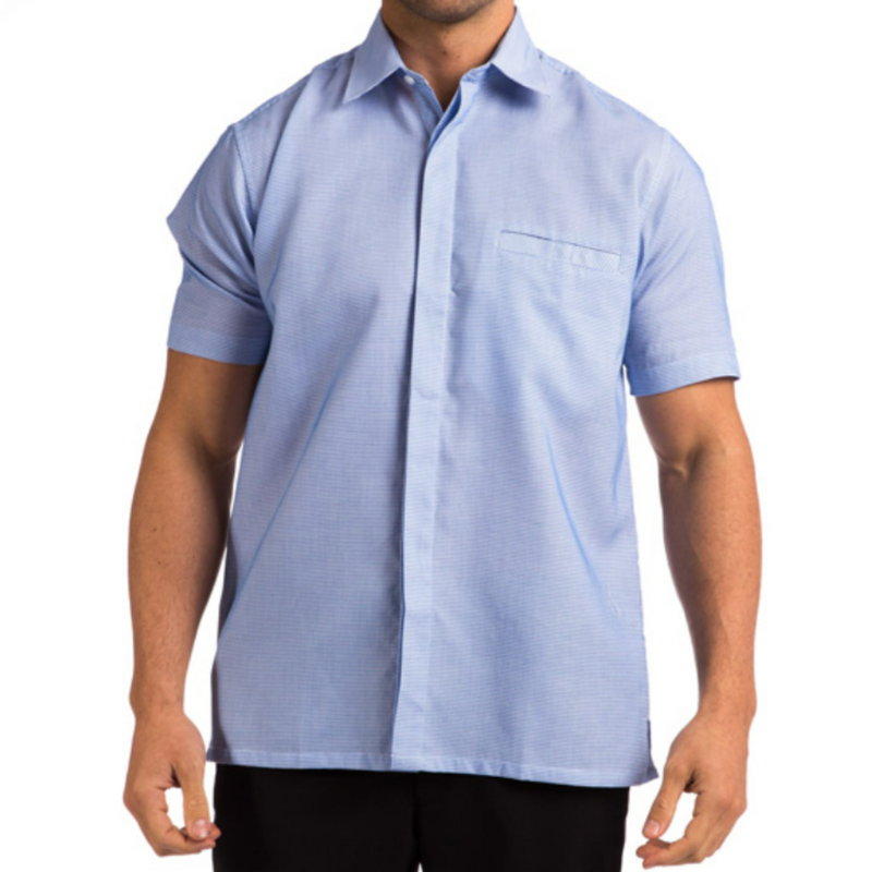 StyleCorp Men's Textured Short Sleeve Shirt - Blue/White Check