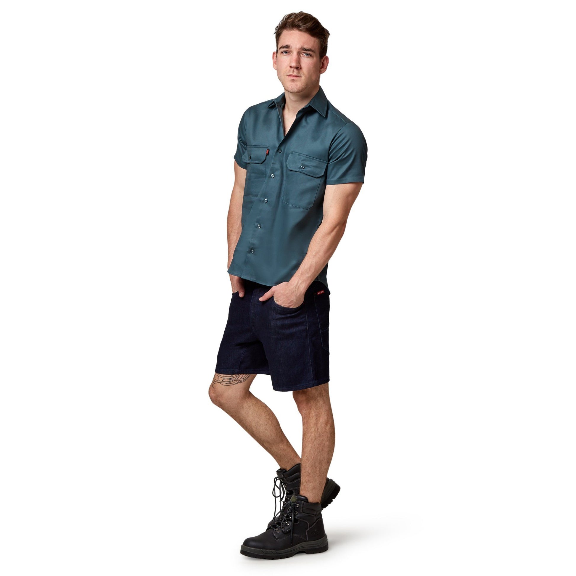 King Gee Open Front Drill Shirt - Green Workwear King Gee 