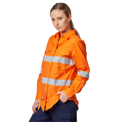 King Gee Workcool 2 Hi-Vis Long Sleeve Reflective Shirt - Orange Workwear King Gee 