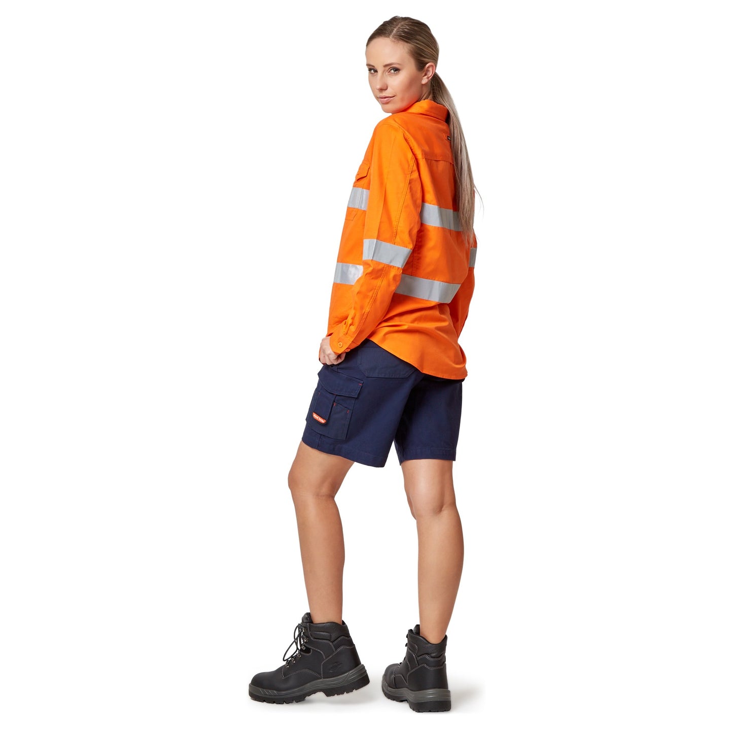 King Gee Workcool 2 Hi-Vis Long Sleeve Reflective Shirt - Orange Workwear King Gee 